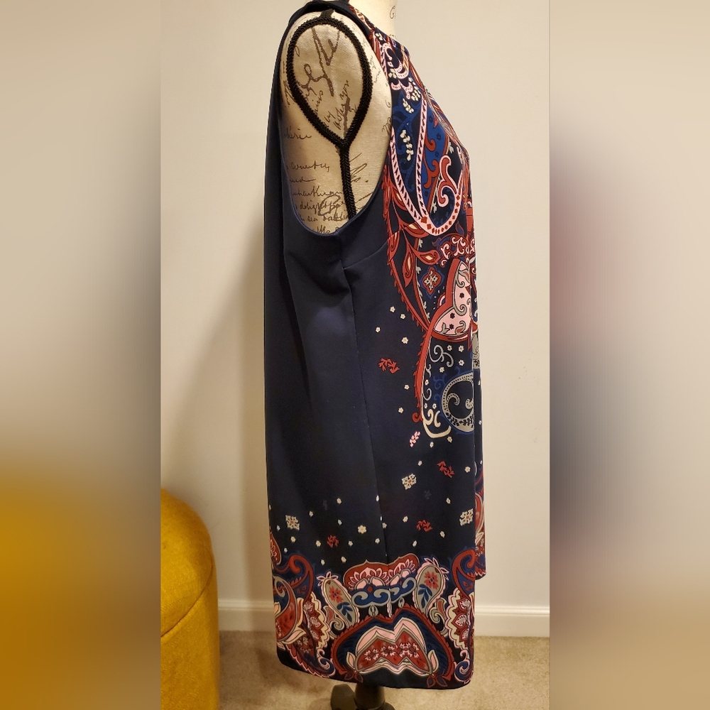 Banana Republic Blue and Pink Sheath Midi Dress, Size XL. - Picture 3 of 11